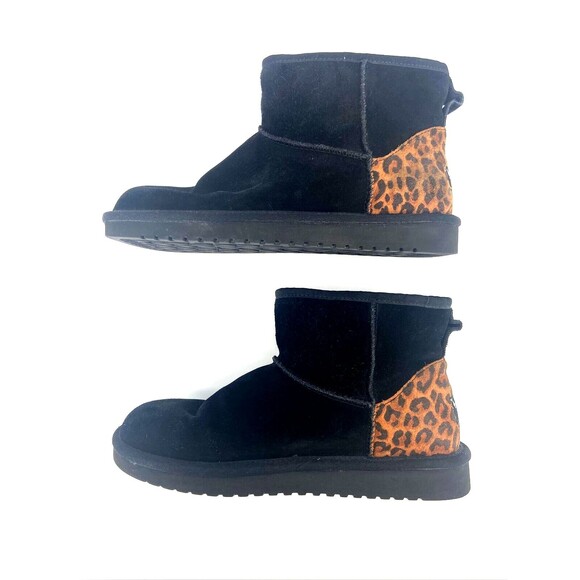UGG Kookaburra Koola Sz 7 Short Pull On Winter Boot Black Brown Ankle Bootie - Picture 4 of 12
